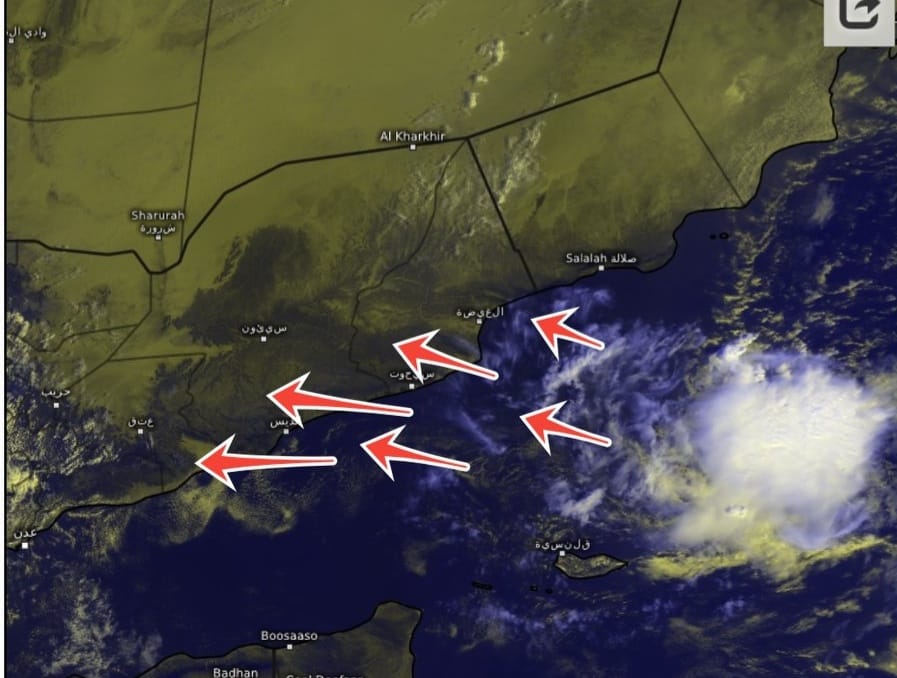 تأثيرات المنخفض الجوي تبدأ على سواحل اليمن خلال الـ 48 ساعة القادمة